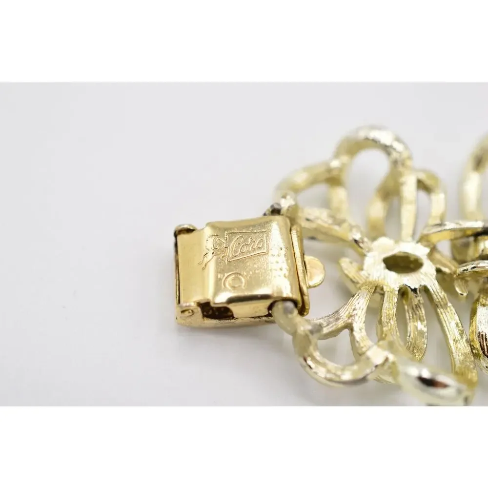 Coro Pegasus Vintage Bracelet Chunky Multi-Tone Metal Linked Signed 1940s Bin5